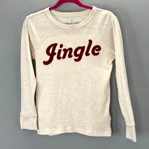 J Crew Crewcuts Jingle T Shirt Christmas size XS 4-5 Beige Cream Embroidered